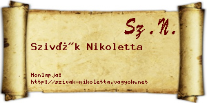 Szivák Nikoletta névjegykártya